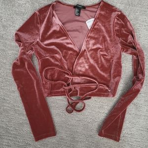 Forever 21 rose pink velvet crop top